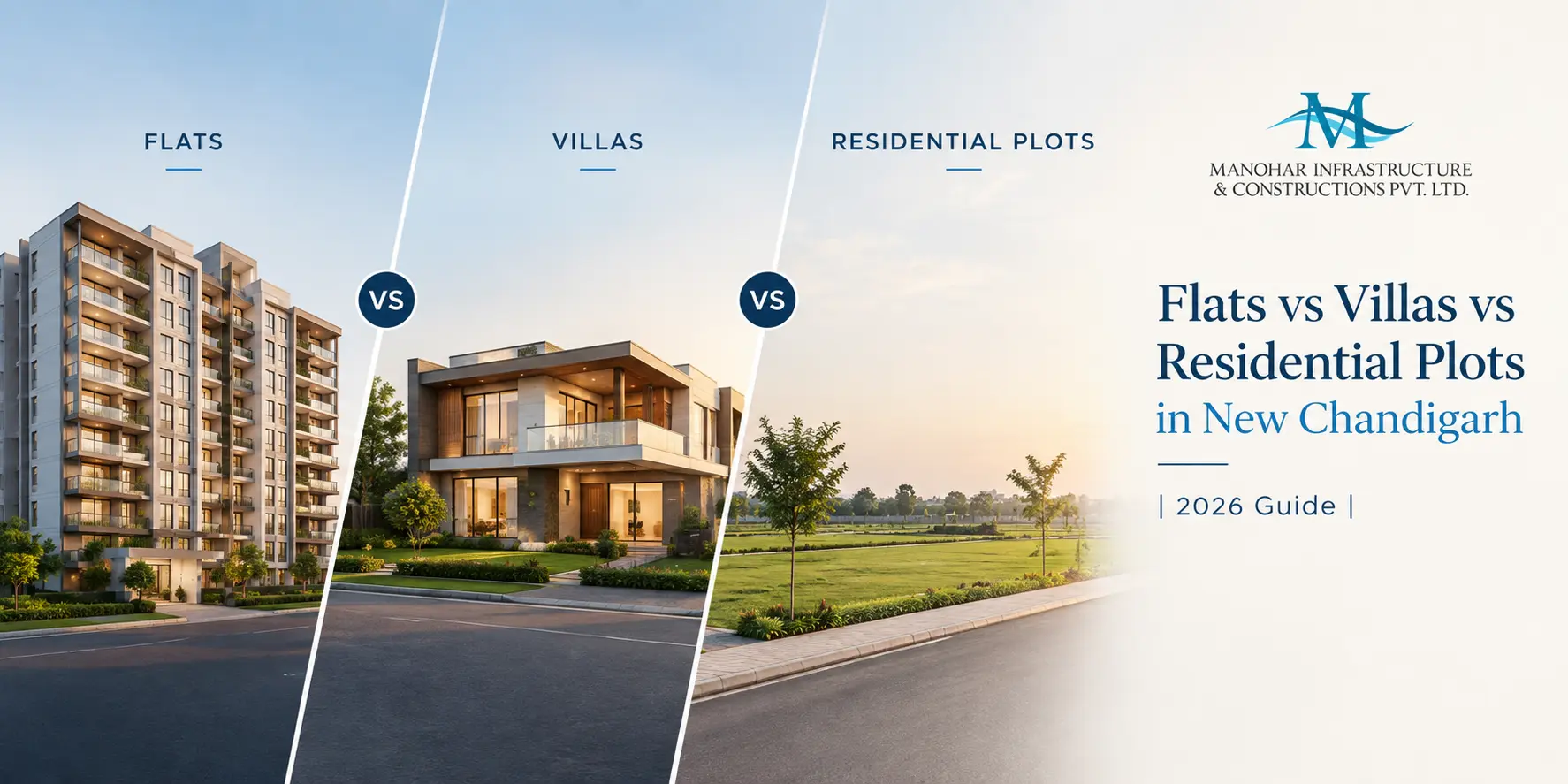flats vs villas vs residential plots in New Chandigarh